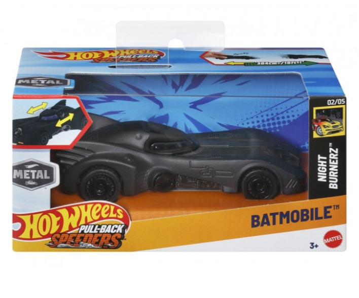 HOT WHEELS MASINUTA METALICA CU SISTEM PULL BACK BATMOBILE NIGHT BURNERZ SCARA 1:43, MTHPR70_HWH44