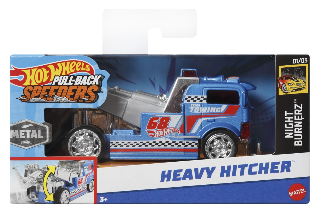 HOT WHEELS MASINUTA METALICA CU SISTEM PULL BACK HEAVY HITCHER SCARA 1:43, MTHPR70_HPR80