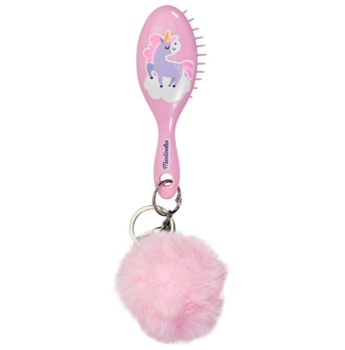 Perie de păr mini MARTINELIA SWEET DREAMS cu pompon pe breloc, Mar3021W