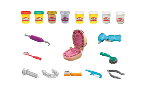 PLAY-DOH SET DENTISTUL CU ACCESORII SI DINTI COLORATI, F1259