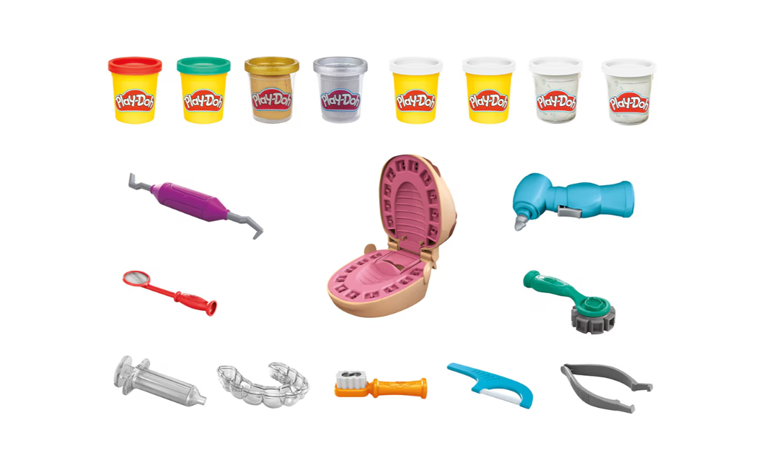 PLAY-DOH SET DENTISTUL CU ACCESORII SI DINTI COLORATI, F1259