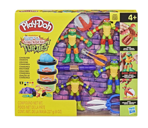 PLAY DOH POVESTIRI CU TESTOASE NINJA ADOLESCENTE MUTANTE SET PLASTELINA CREATII COWABUNGA, G0556