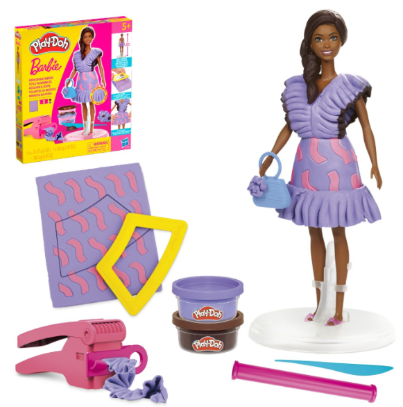 Набор Play-Doh Barbi, пластиковая фигурка Барби в стиле модницы с рюшами, одежда для творчества, G1359