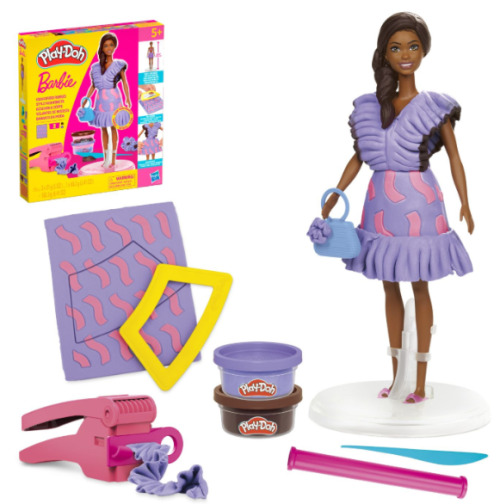 Набор Play-Doh Barbi, пластиковая фигурка Барби в стиле модницы с рюшами, одежда для творчества, G1359