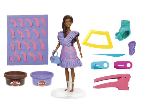 Набор Play-Doh Barbi, пластиковая фигурка Барби в стиле модницы с рюшами, одежда для творчества, G1359