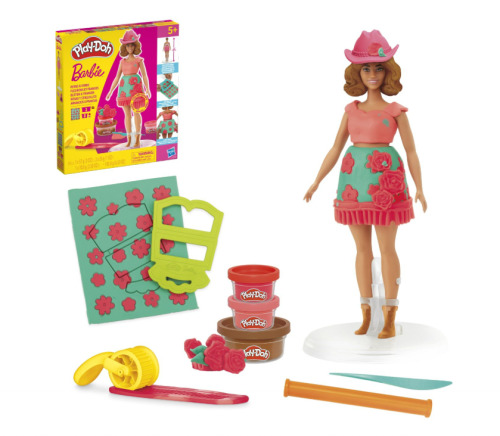 PLAY DOH BARBIE SET PLASTELINA CREATII VESTIMENTARE CU FLORI SI FRANJURI COWBOY, G1360