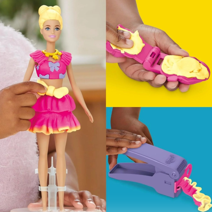 Набор пластиковых украшений Play-Doh Barbie с оборками и бантиками, в комплекте с куклой, G1361