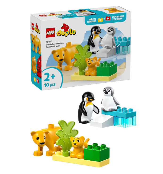 LEGO DUPLO FAMILII DE ANIMALE SALBATICE: PINGUINI SI LEI, 10442