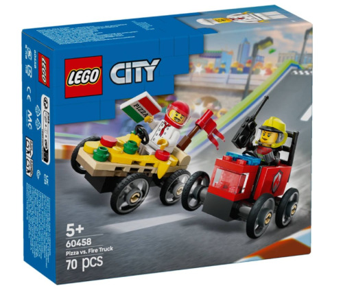 LEGO CITY PACHET DE CURSE FURGONETA DE PIZZA VS. CAMION DE POMPIERI, 60458