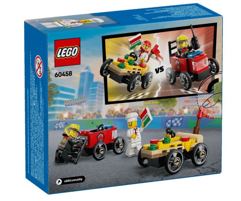 LEGO CITY PACHET DE CURSE FURGONETA DE PIZZA VS. CAMION DE POMPIERI, 60458