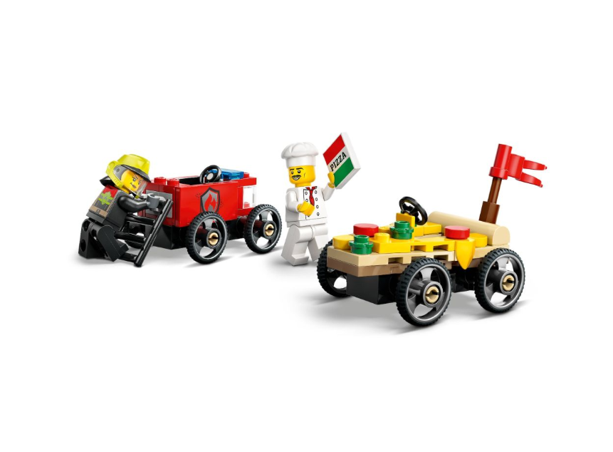 LEGO CITY PACHET DE CURSE FURGONETA DE PIZZA VS. CAMION DE POMPIERI, 60458