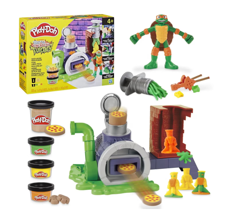 PLAY DOH POVESTIRI CU TESTOASE NINJA ADOLESCENTE MUTANTE SET PLASTELINA PIZZA TAIE SI ARUNCA, G1829