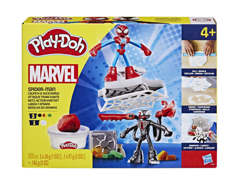 Набор из 2 боевых фигурок Человека-паука из пластилина Play-Doh с пусковой установкой и копьем, F9827