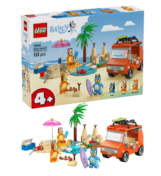 LEGO BLUEY СЕМЕЙНАЯ ПОЕЗДКА НА ПЛЯЖ НА МАШИНЕ, 11202