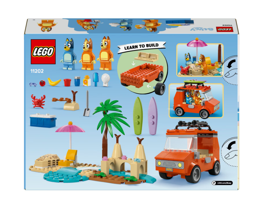 LEGO BLUEY СЕМЕЙНАЯ ПОЕЗДКА НА ПЛЯЖ НА МАШИНЕ, 11202