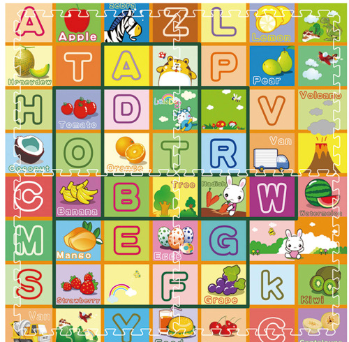 Puzzle de podea 4 bucăți „Litere/Fructe”, KTPT005