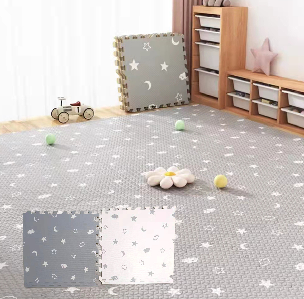 Puzzle de podea, 4 buc., gri/alb, KTPT006