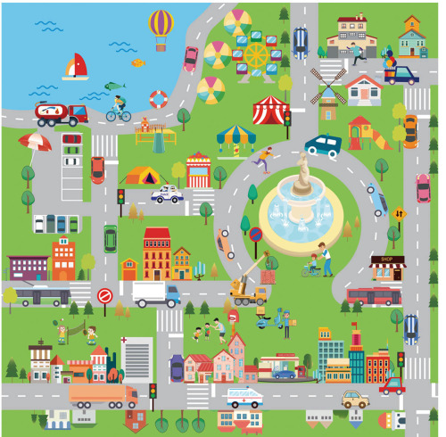 Puzzle de podea, 4 buc., „Oraș”, KTPT007