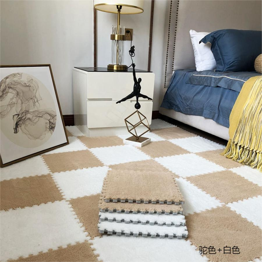 Puzzle de podea moale, 10 buc., alb/maro, KTPT015