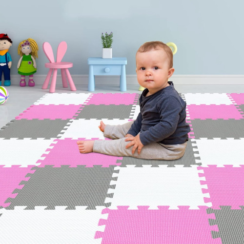 Пазл напольный 9шт бело/серо/розовый, KTPT017