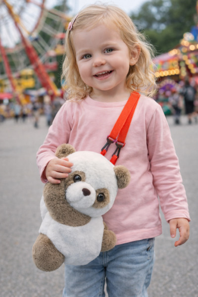 Geantă albă de pluș cu panda, AR048