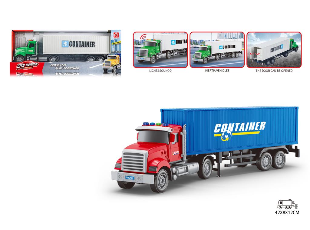CAMION CONTAINER AMERICAN INERTIAL CU SUNET SI LUMINA 1:18 CABINA PATRATA, RJ6674-1