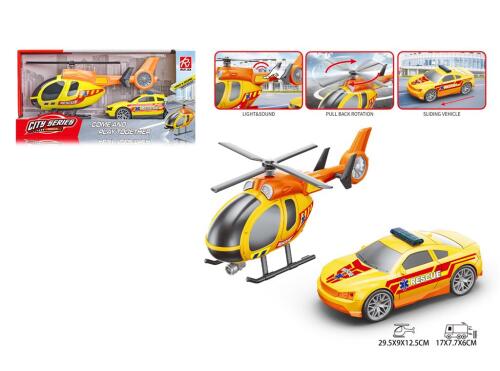 CAMION POMPIERI INERTIAL CU ELICOPTER CU LUMINA SI SUNET, RJ9825C