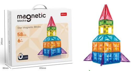 CUBURI MAGNETICE CONSTRUCTIE TIP FEREASTRA COLORATA 58 PIESE, EQY10044
