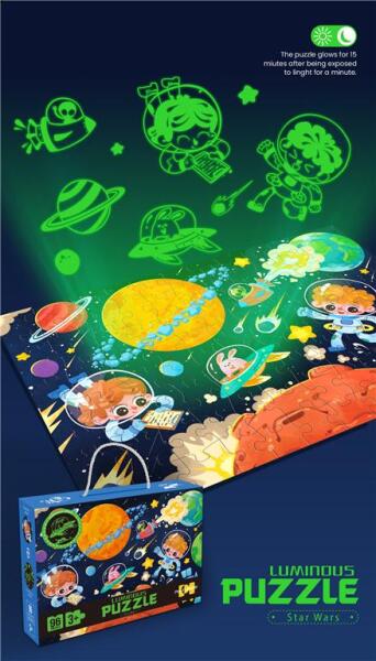 Puzzle astronauti desenati luminoase, 88749