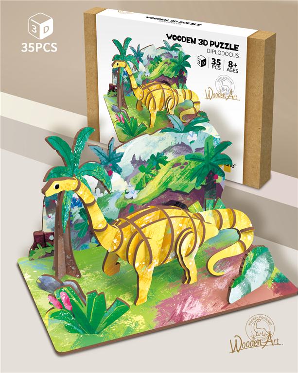 Puzzle 3D din lemn Diplodocus, 68043