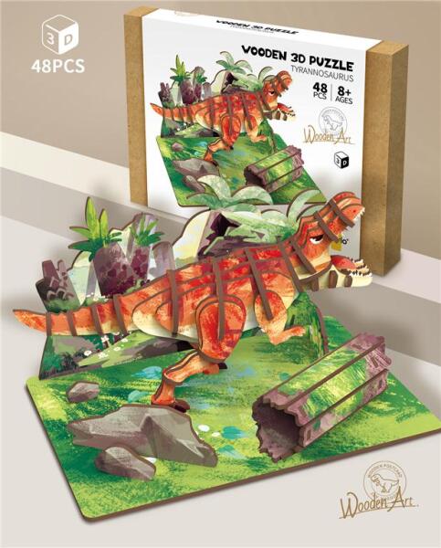 Puzzle 3D din lemn Tironosaurus, 68045