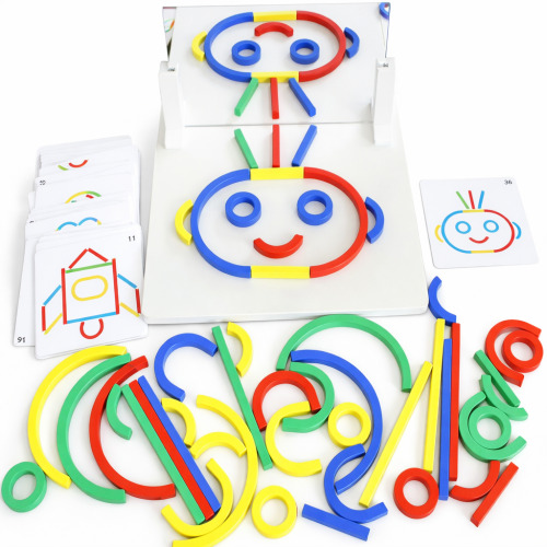 Betisoare si inele din lemn, jucarie educativa de tip puzzle, MMK-290-243