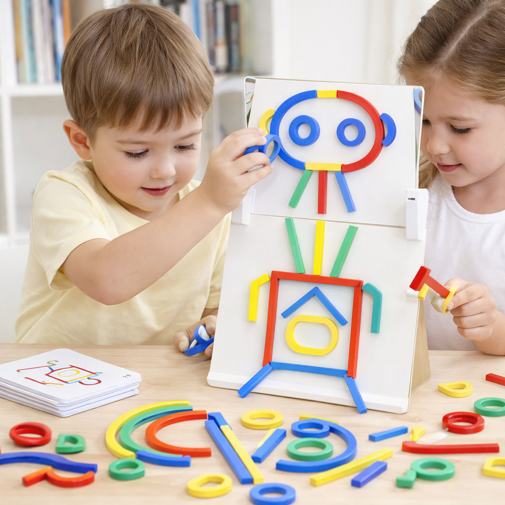 Betisoare si inele din lemn, jucarie educativa de tip puzzle, MMK-290-243