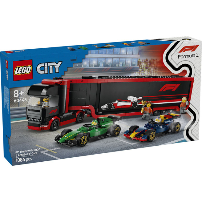 Конструктор LEGO City Грузовик F1 с автомобилями RB20 и AMR24 F1 60445
