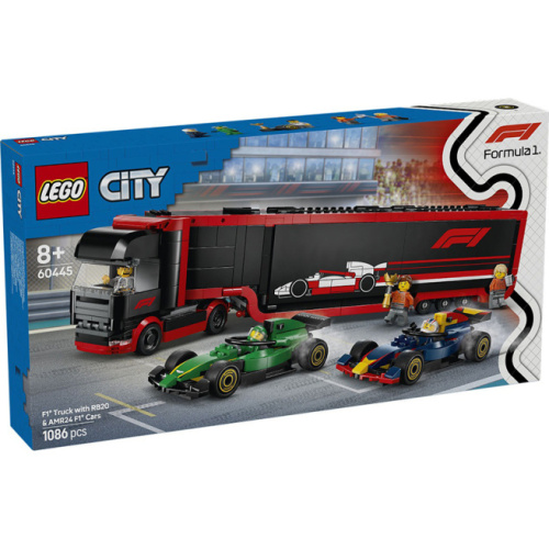 Конструктор LEGO City Грузовик F1 с автомобилями RB20 и AMR24 F1 60445