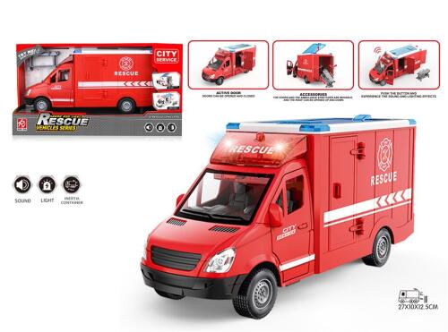 Mașină inerțială 1:16  "Rescue", lumină/sunet, RJ5501B
