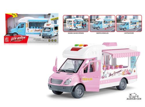 Mașină inerțială „Camion de înghețată”, lumină/sunet,  roz,  RJ5524