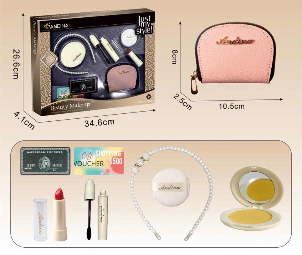 Косметика с заколками для волос в косметичке, 616-2