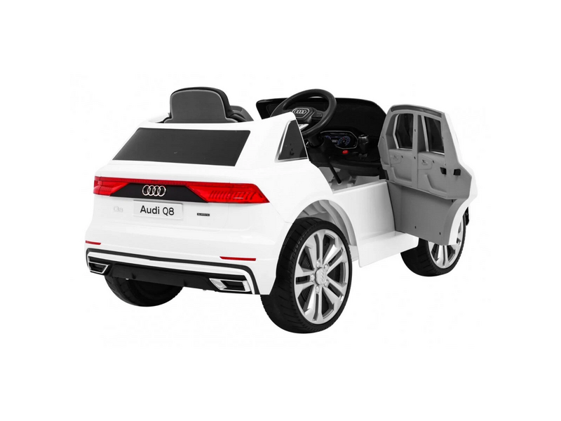 Mașină electrică Audi Q8, 12V 4.5Ah, 25W x2, albă, JJ2066 Q8