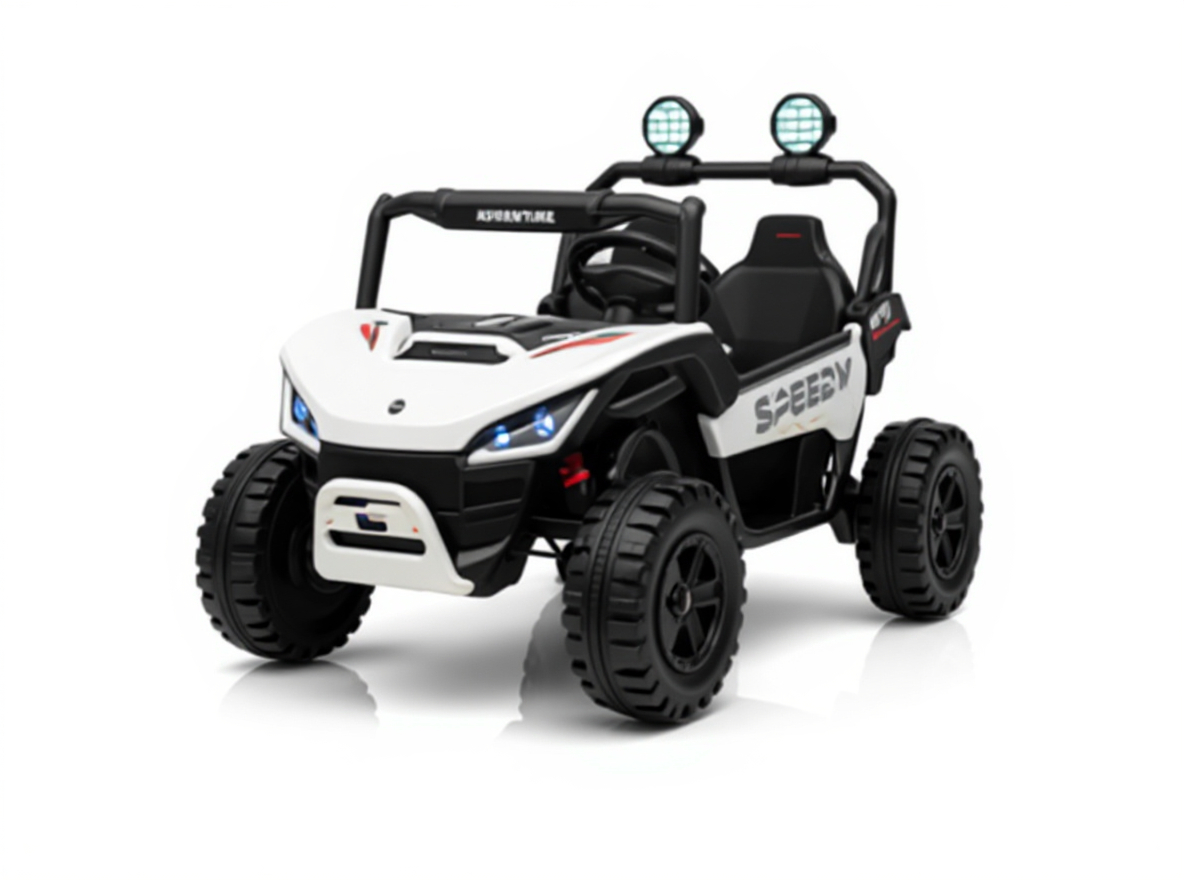 Mașină electrică pentru copii 12V 10Ah, 30W x2, alb, SX3558