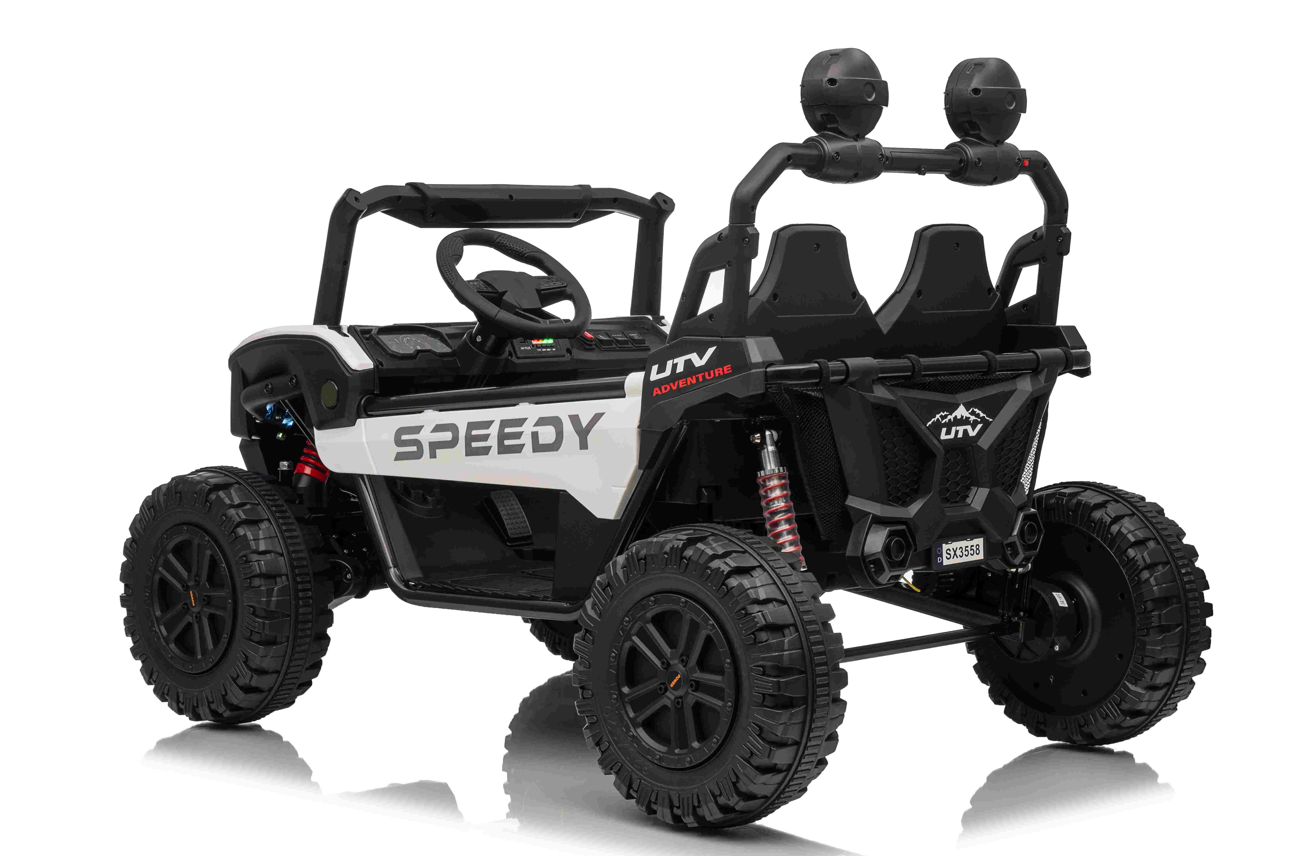 Mașină electrică pentru copii 12V 10Ah, 30W x2, alb, SX3558