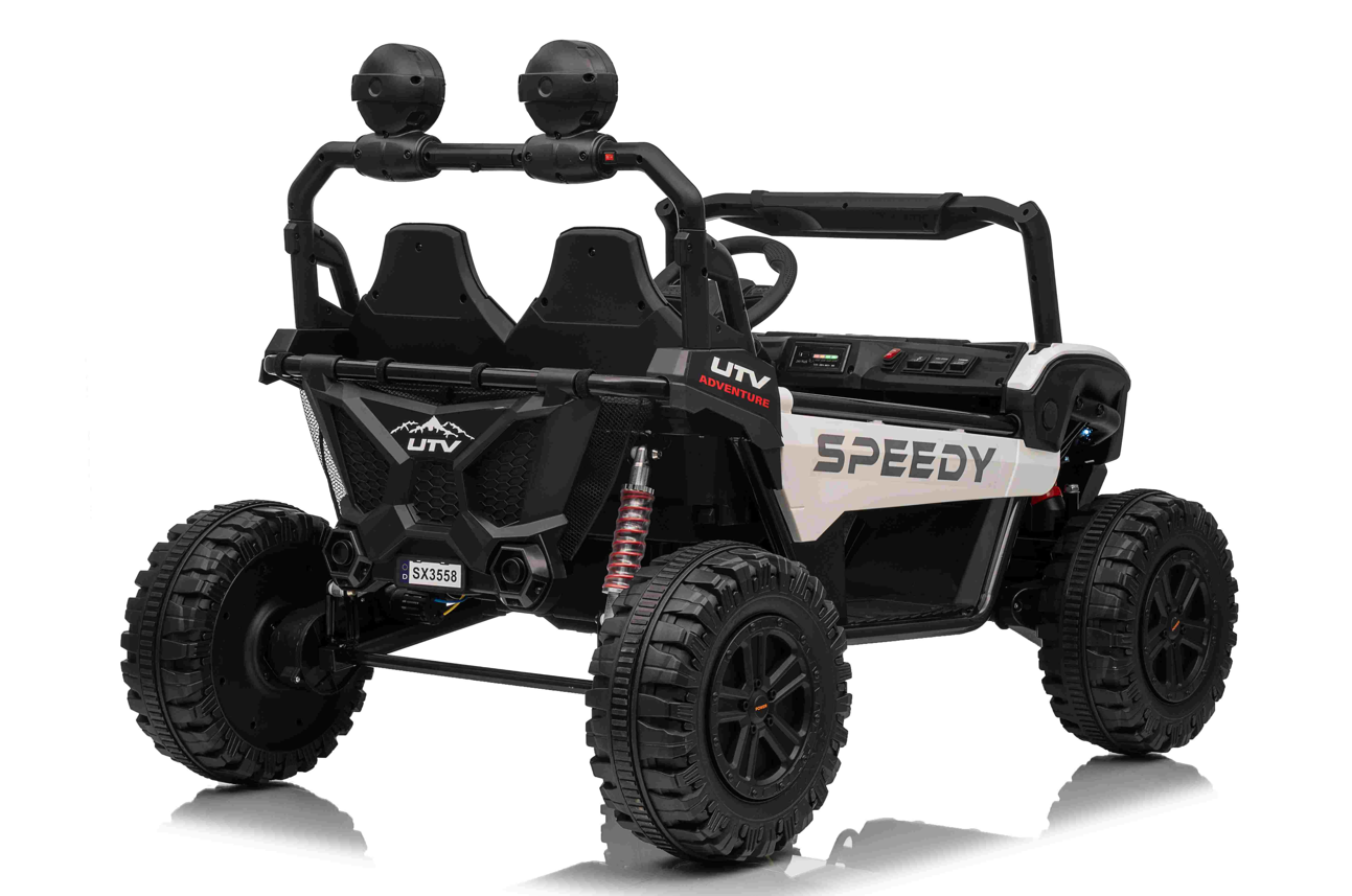 Mașină electrică pentru copii 12V 10Ah, 30W x2, alb, SX3558