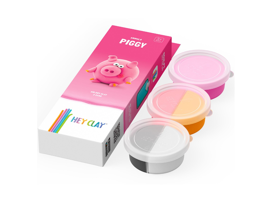 Набор для лепки воздушный пластилин, "Piggy" 3 баночки, HC-30045