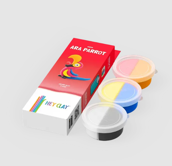 Набор для лепки воздушный пластилин, "Ara Parrot" 3 баночки, HC-30054