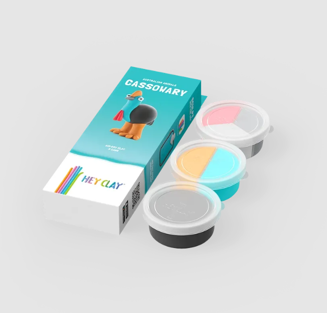 Набор для лепки воздушный пластилин, "Cassowary" 3 баночки, HC-30129