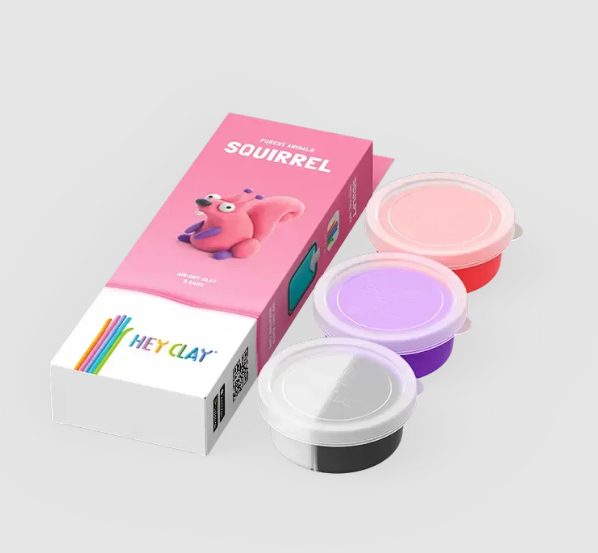 Набор для лепки воздушный пластилин, "Squirrel" 3 баночки, HC-30110