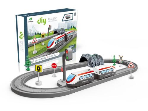 Tren electric cu cale ferată și accesorii, 41 piese, AU1880