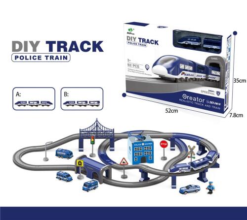 Полицейский электрический поезд с железной дорогой и аксессуарами, 92 дет, цвета в ассортименте, AU6882AB