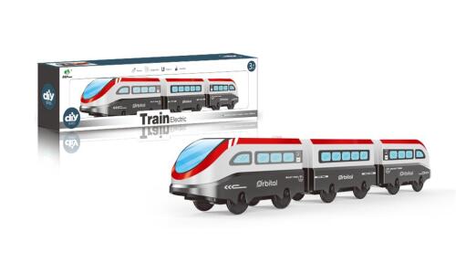 Tren electric cu locomotivă și vagoane, cu iluminare și sunet, AU9888