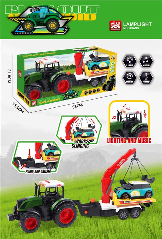 Tractor inerțial cu remorcă și lift, cu muzică și iluminare, 687-149A